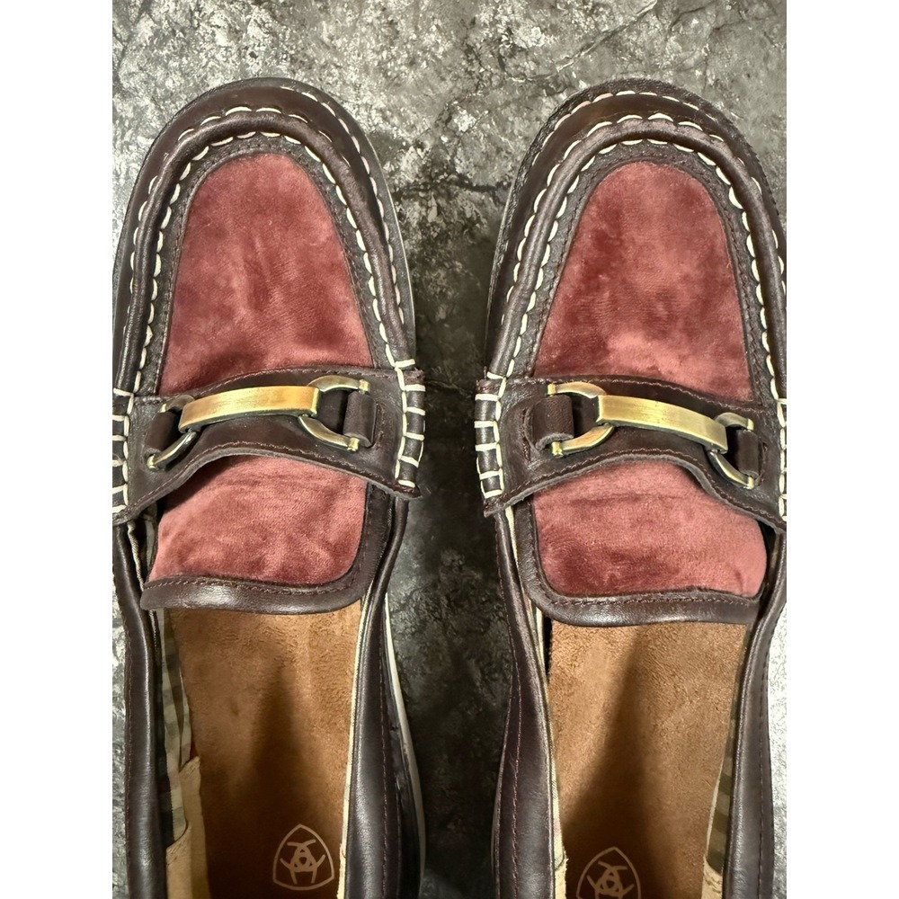 Ariat Brown and Burgundy Suede & Leather Loafers - Picture 4 of 13